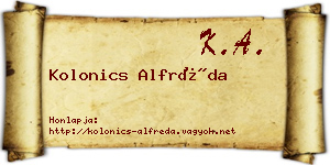 Kolonics Alfréda névjegykártya